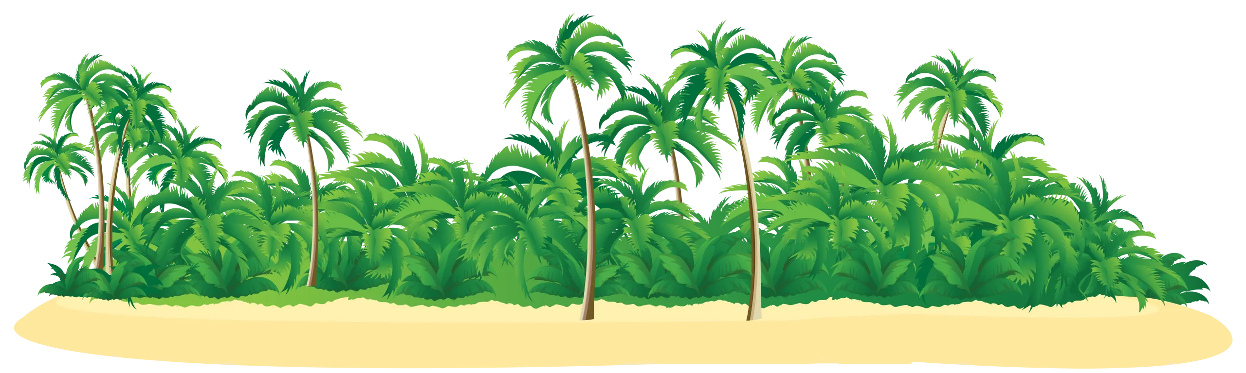 Tropical Palm Tree Island Landscape Scenic Clipart Illustration Design