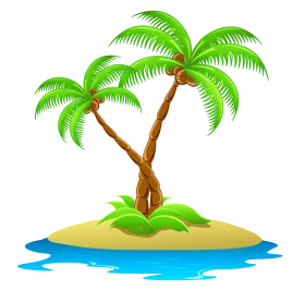 Tropical Paradise Minimalist Palm Tree Island Cartoon Clipart Landscape