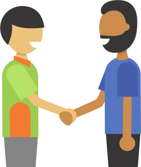 Two Stylized Professional Figures Engaging in Business Handshake Clipart Illustration