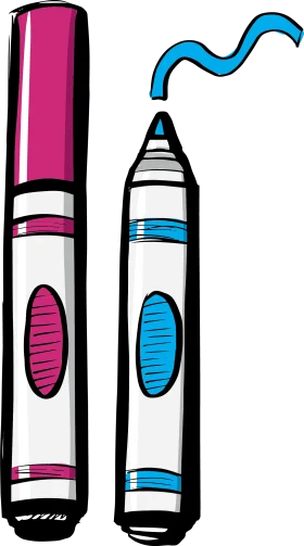 Artistic Marker Clipart Set with Bold Pink and Blue Color Scheme