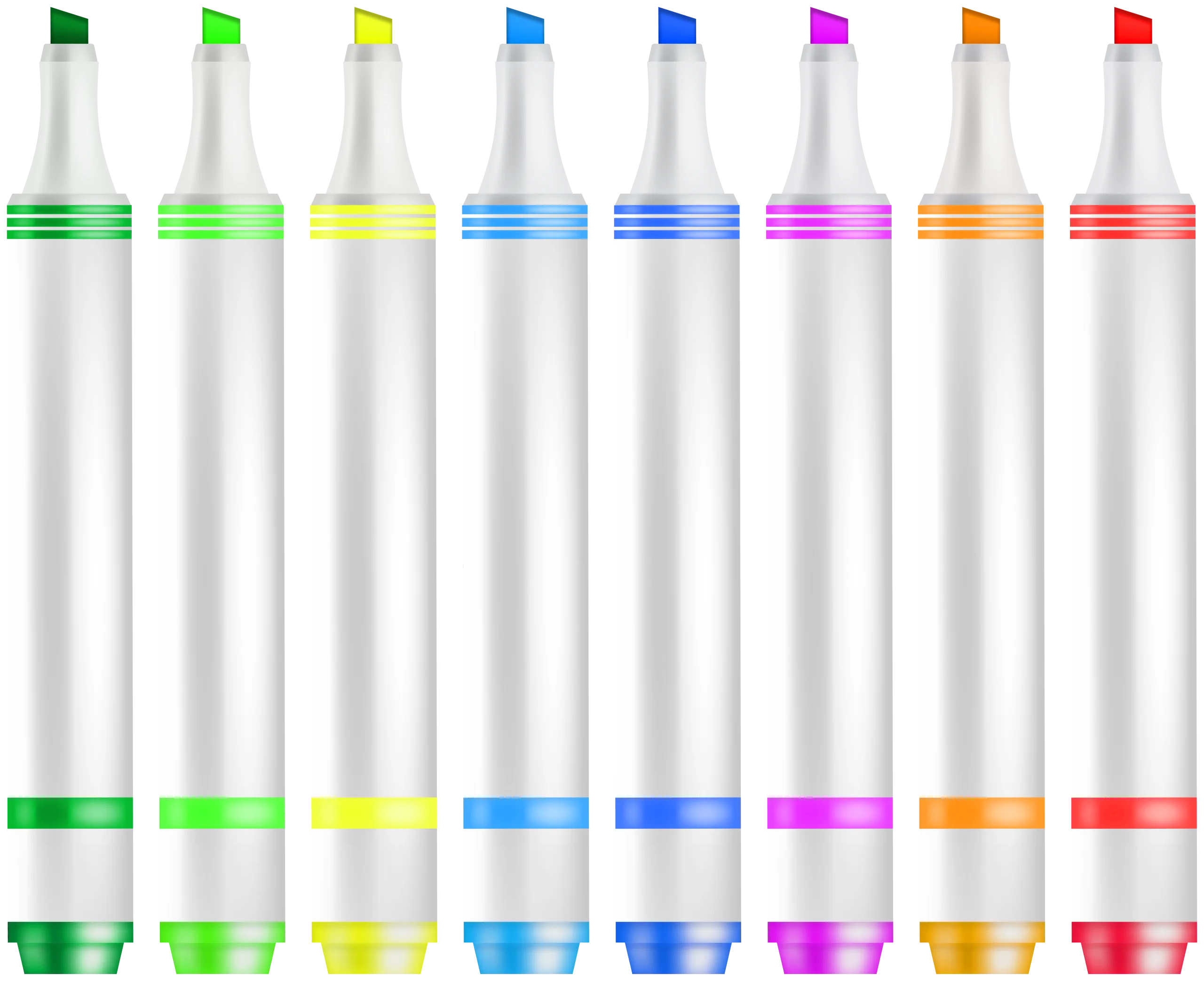 Assorted Colorful Highlighter Marker Clipart Collection with Gradient Caps