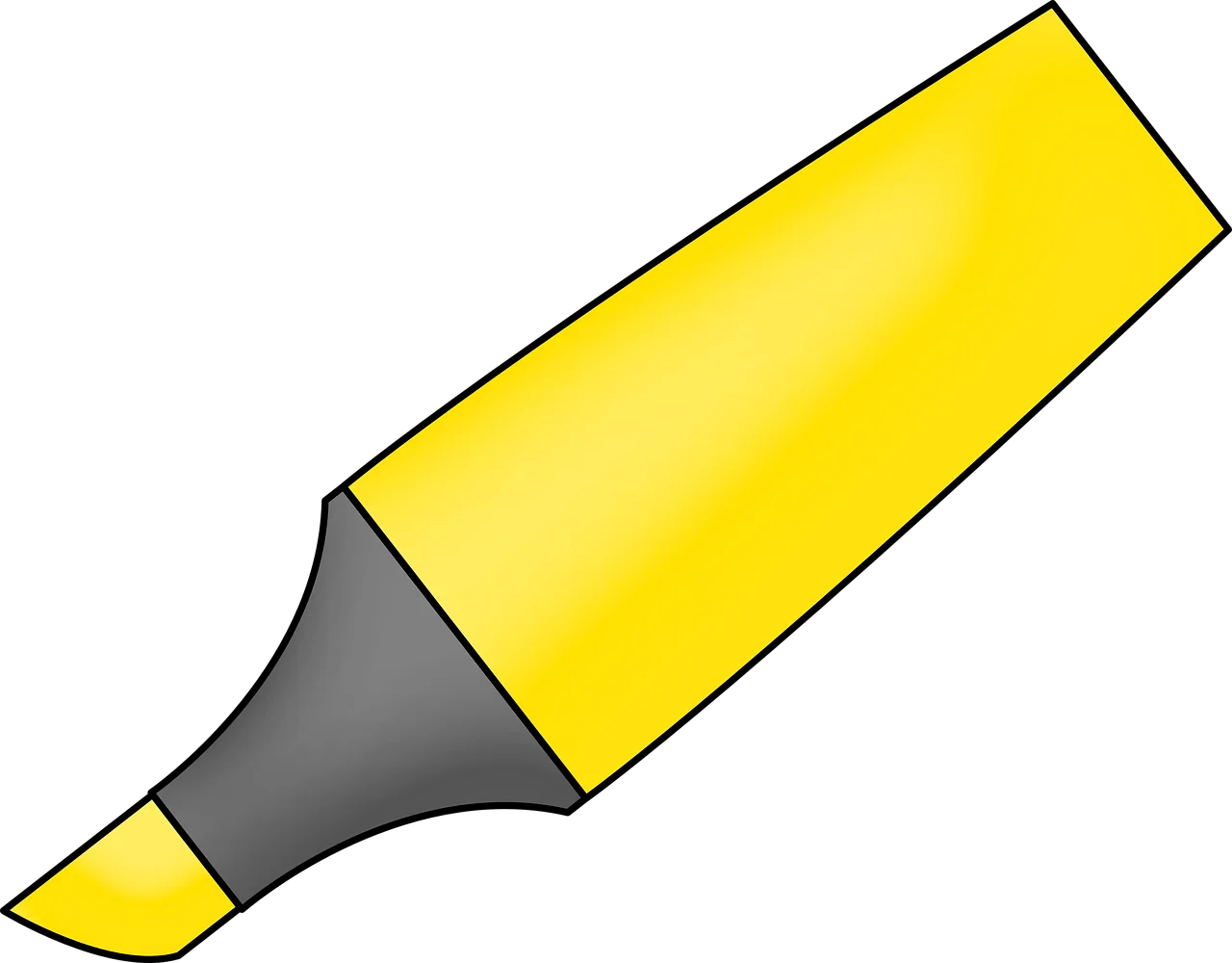 Bright Yellow Highlighter Marker Clipart Design for Digital Graphics