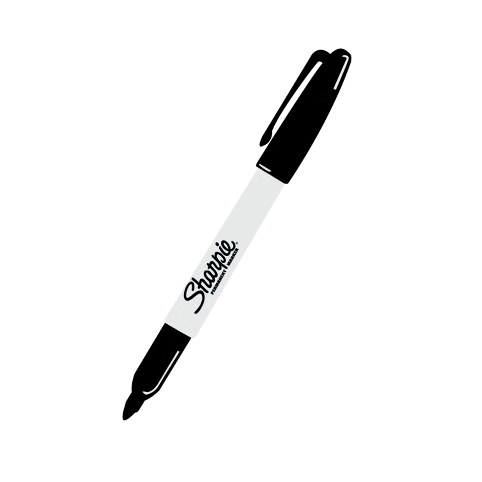 Classic Sharpie Permanent Marker Clipart - Sleek Black and White Design