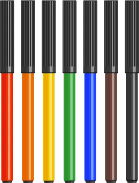 Colorful Marker Pens Clipart Collection - Artistic Drawing Tools Lineup