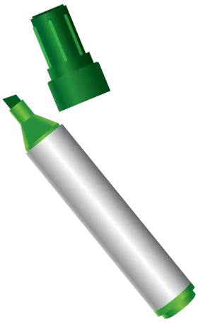 Green and Silver Highlighter Marker Clipart Design with Sleek Metallic Finish