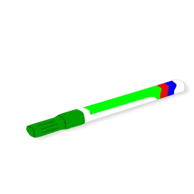 Green and White Marker Clipart Design with Colorful Cap Illustration
