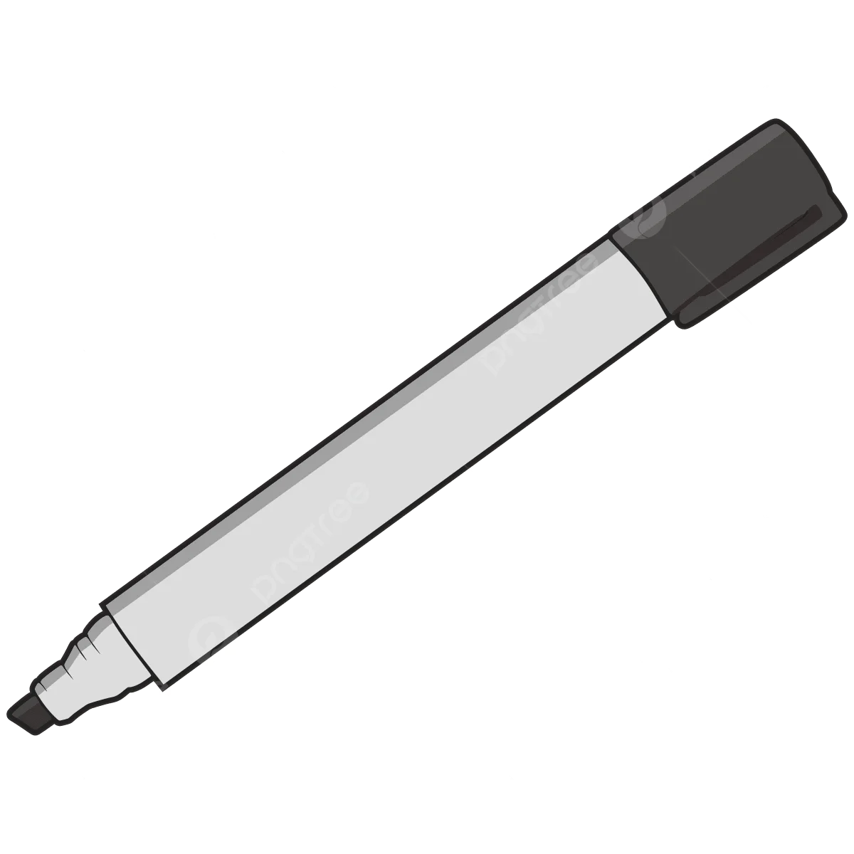 Minimalist Grayscale Marker Clipart with Clean Geometric Design