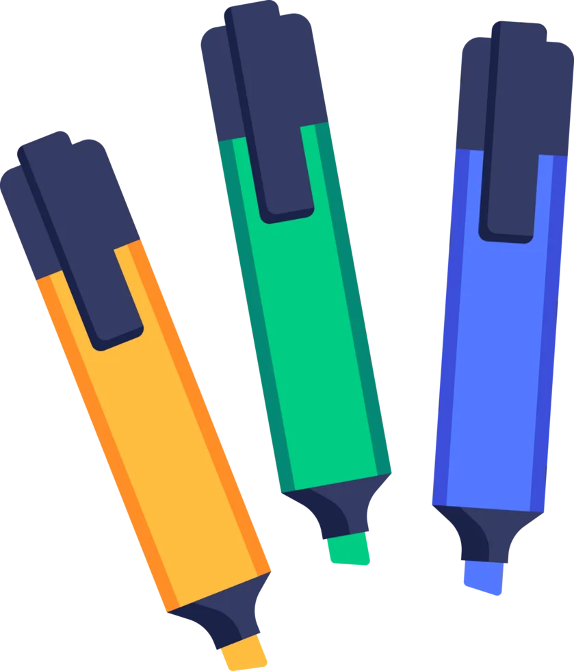 Professional Highlighter Marker Clipart Collection in Bold Modern Design