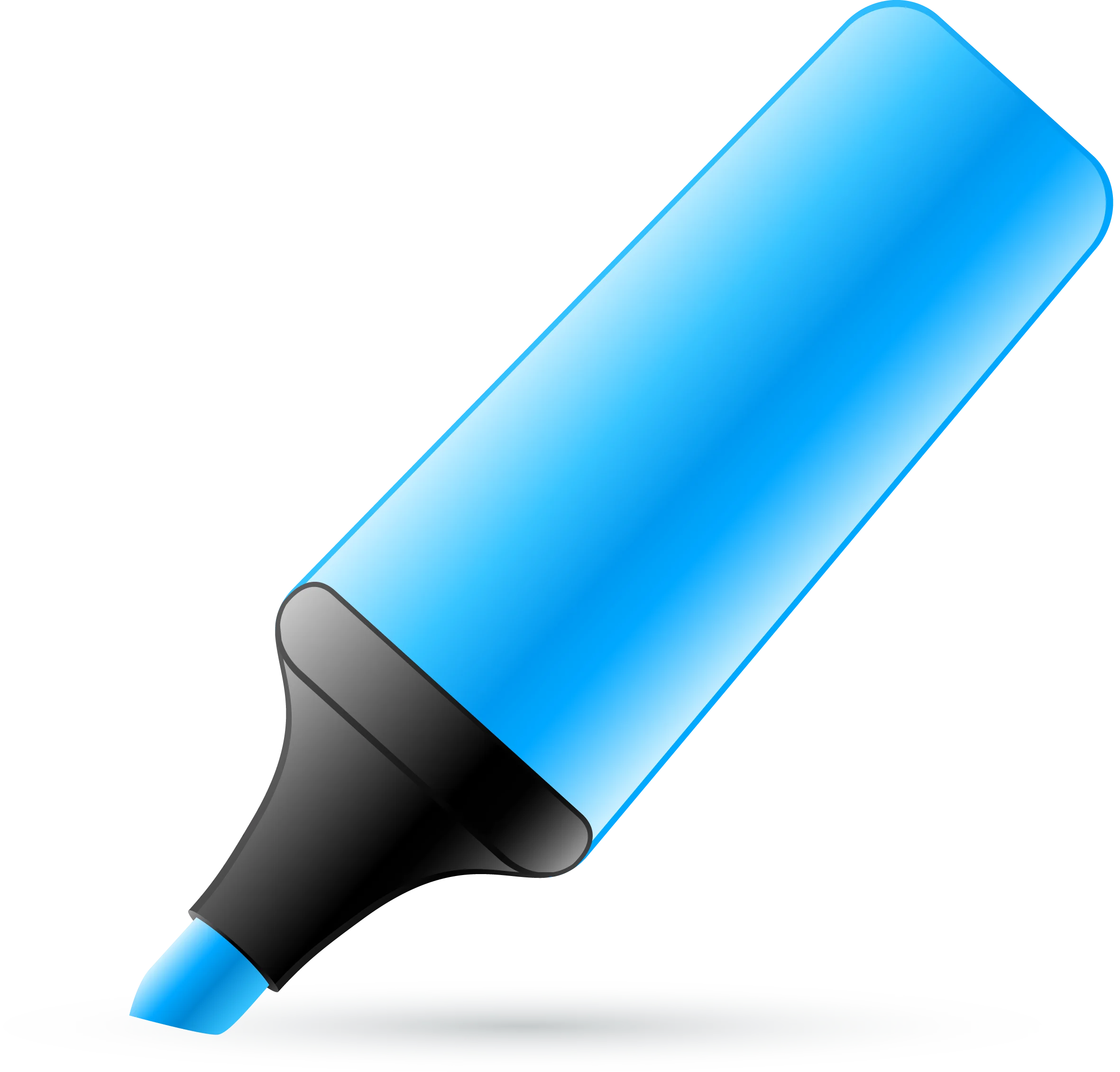 Sleek Azure Blue Highlighter Marker Clipart Design for Digital Artwork