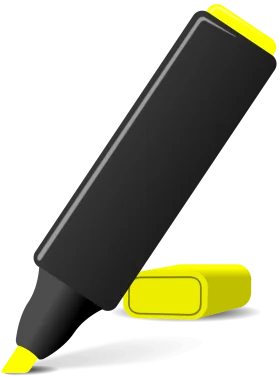Sleek Black and Neon Yellow Highlighter Marker Clipart Design