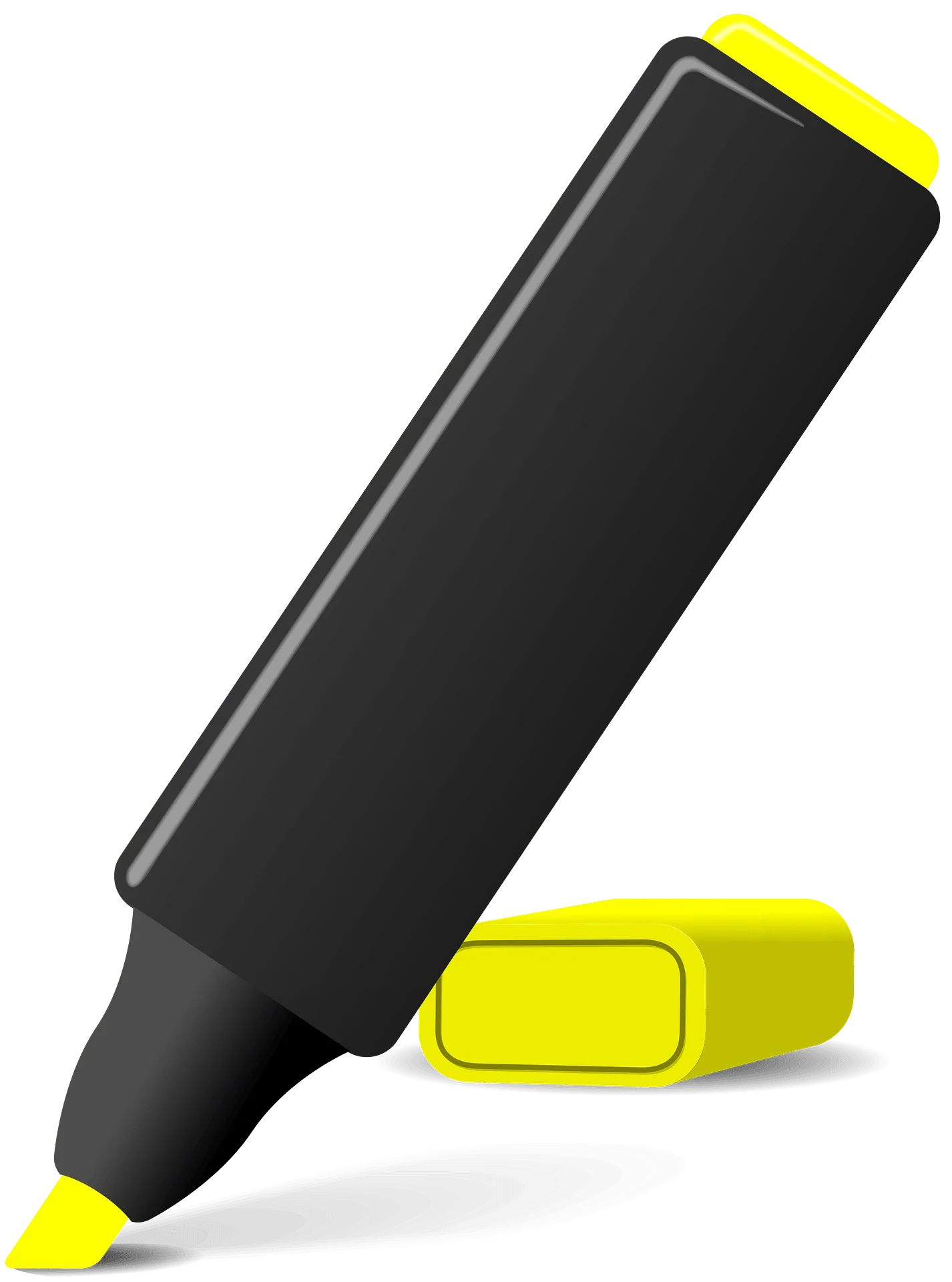 Sleek Black and Neon Yellow Highlighter Marker Clipart Design