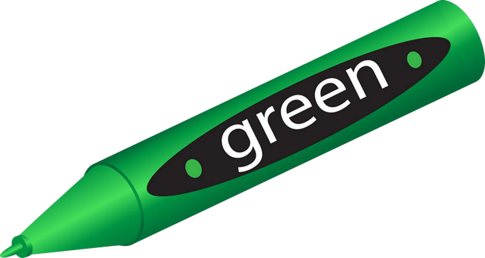 Sleek Green Crayon Clipart Illustration with Modern Design Elements