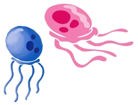 Adorable Blue and Pink Cartoon Jellyfish Clipart Design for Kids and Ocean Themes
