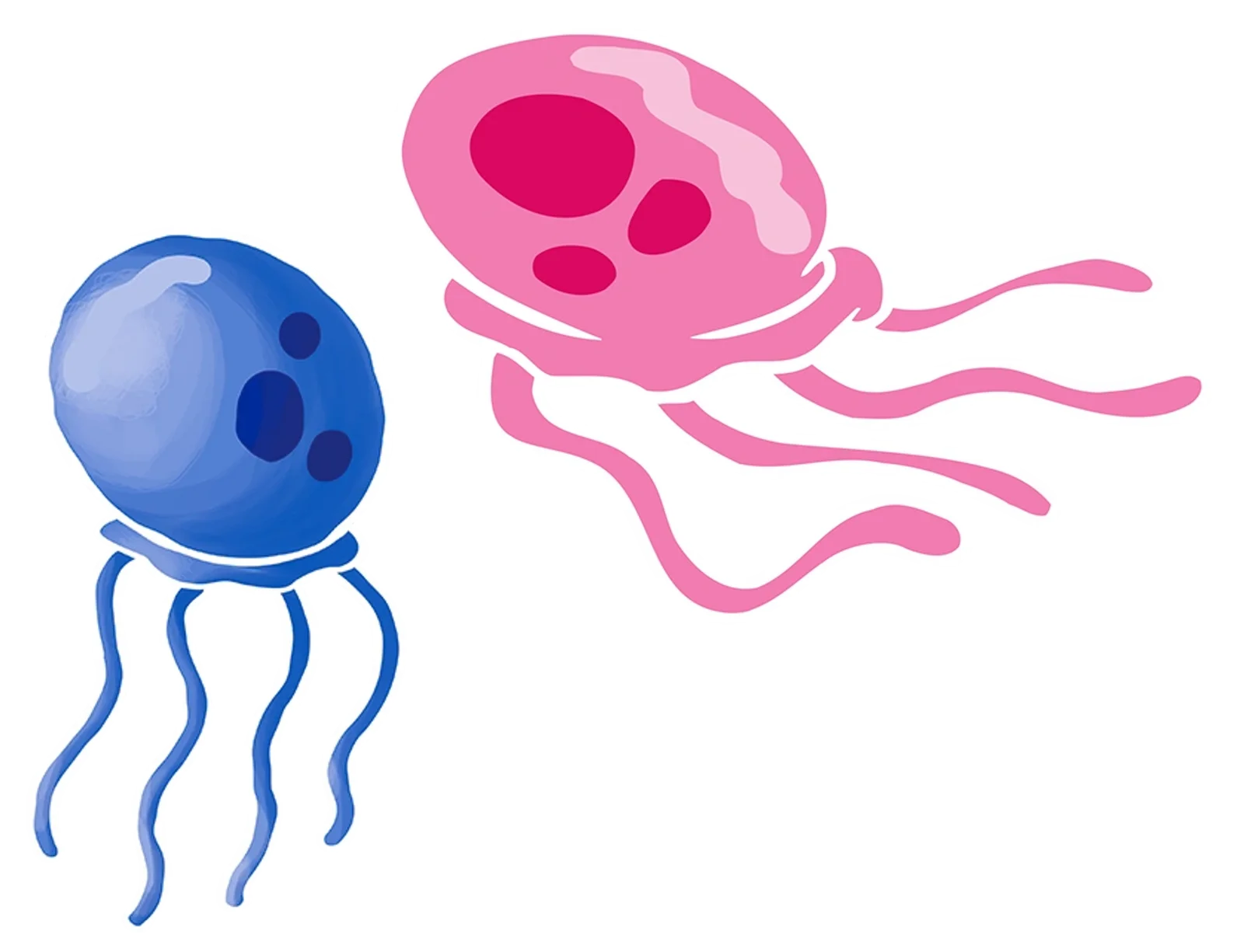 Adorable Blue and Pink Cartoon Jellyfish Clipart Design for Kids and Ocean Themes