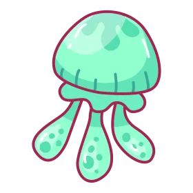 Adorable Mint Green Jellyfish Cartoon Clipart with Playful Tentacles