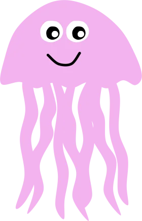 Adorable Pink Jellyfish Clipart with Cute Cartoon Style and Wavy Tentacles