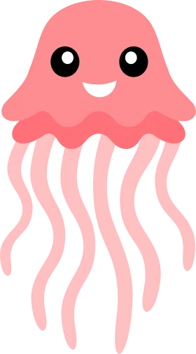 Adorable Pink Kawaii Jellyfish Clipart with Cute Cartoon Style Design