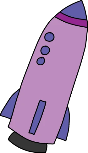 Charming Pastel Purple Space Rocket Clipart with Geometric Design Elements