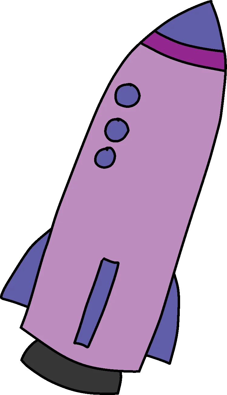 Charming Pastel Purple Space Rocket Clipart with Geometric Design Elements