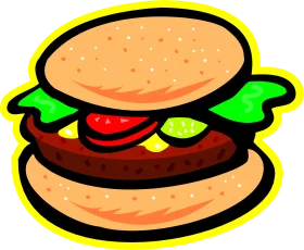 Classic Cheeseburger Clipart: A Delicious Simplified Graphic Design Representation
