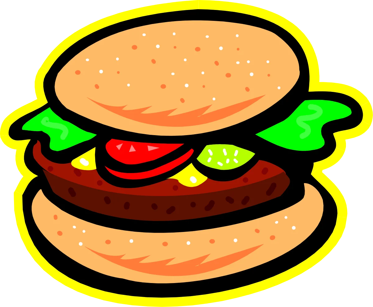 Classic Cheeseburger Clipart: A Delicious Simplified Graphic Design Representation