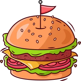 Classic Cheeseburger Clipart: A Deliciously Illustrated Culinary Delight with Red Flag