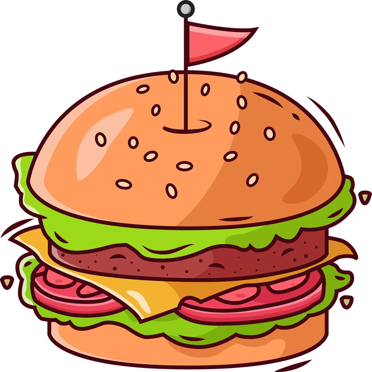 Classic Cheeseburger Clipart: A Deliciously Illustrated Culinary Delight with Red Flag