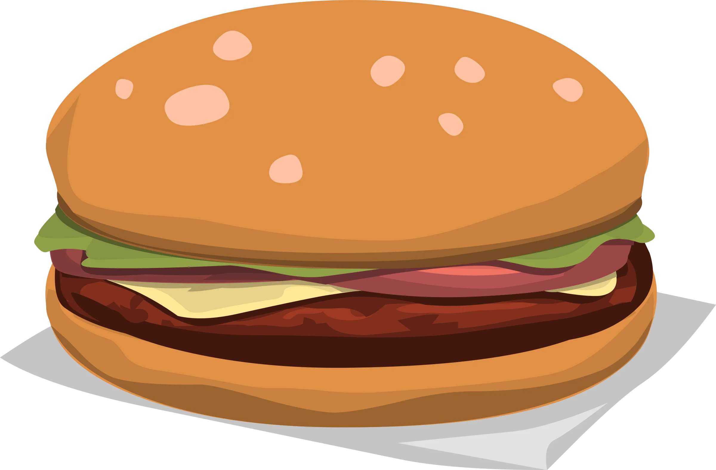 Classic Cheeseburger Clipart Illustration with Juicy Beef Patty and Fresh Ingredients