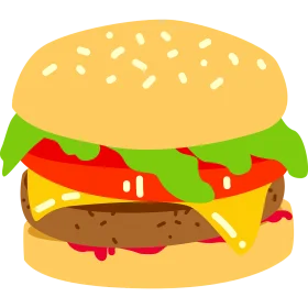 Classic Cheeseburger Clipart: Juicy Beef Patty Nestled Between Soft Sesame Bun