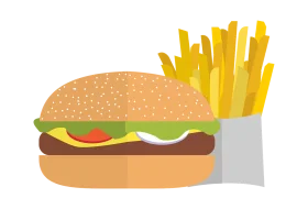 Classic Cheeseburger with Golden French Fries Minimalist Clipart Design