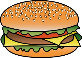 Classic Double Cheeseburger Clipart with Sesame Seed Bun Design