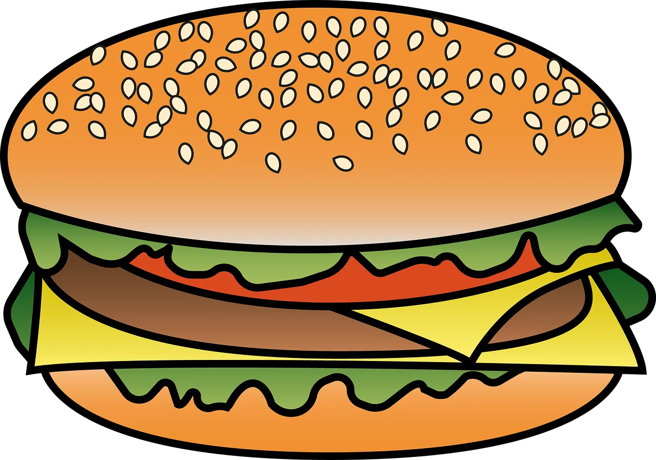 Classic Double Cheeseburger Clipart with Sesame Seed Bun Design
