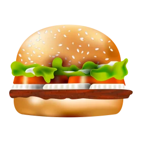 Classic Hamburger Clipart: Deliciously Illustrated Burger with Sesame Seed Bun