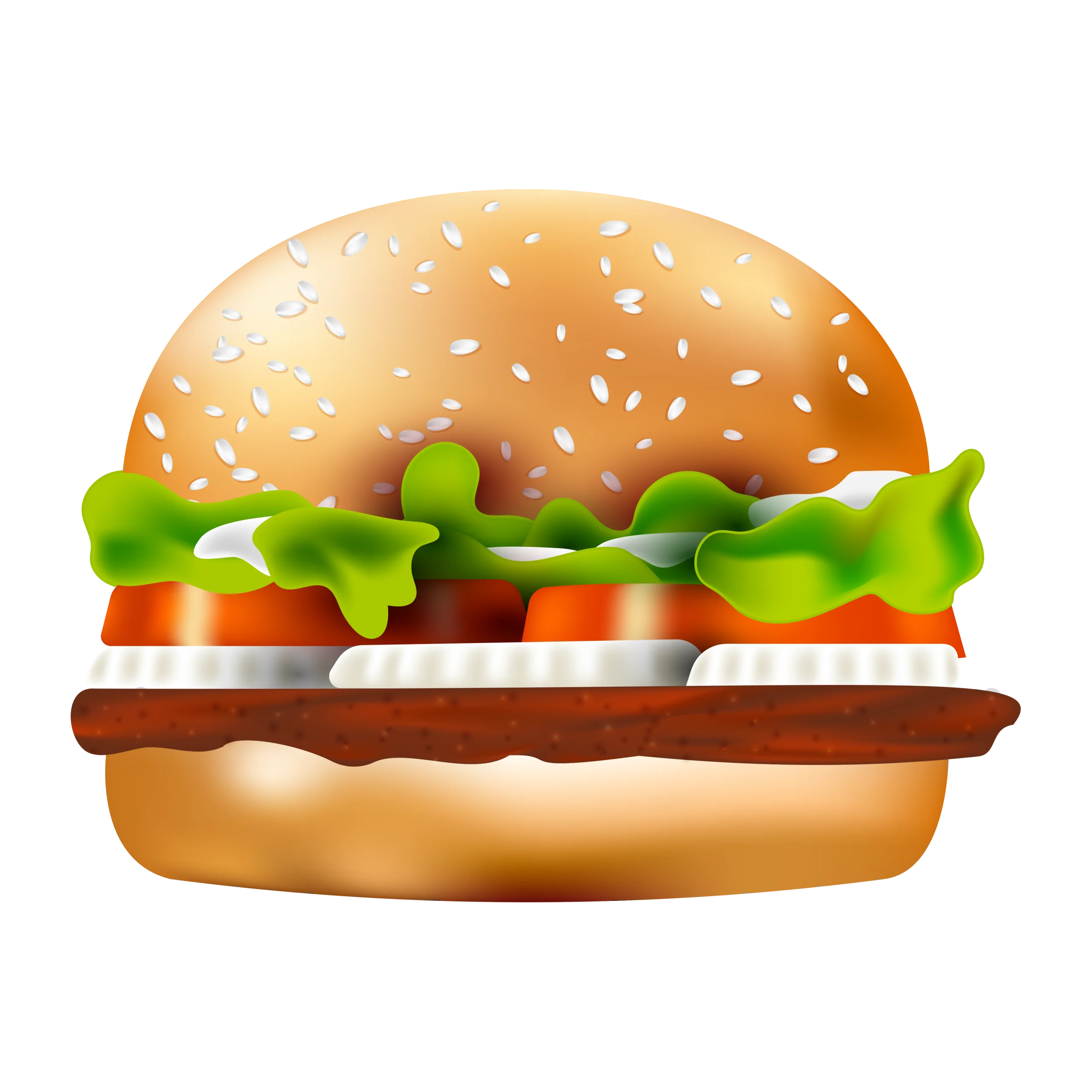 Classic Hamburger Clipart: Deliciously Illustrated Burger with Sesame Seed Bun