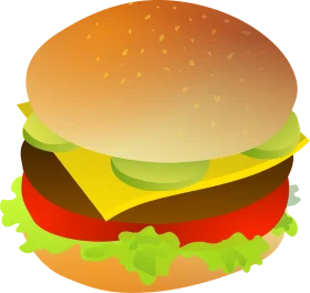 Deliciously Layered Classic Cheeseburger Clipart Design with Fresh Ingredients