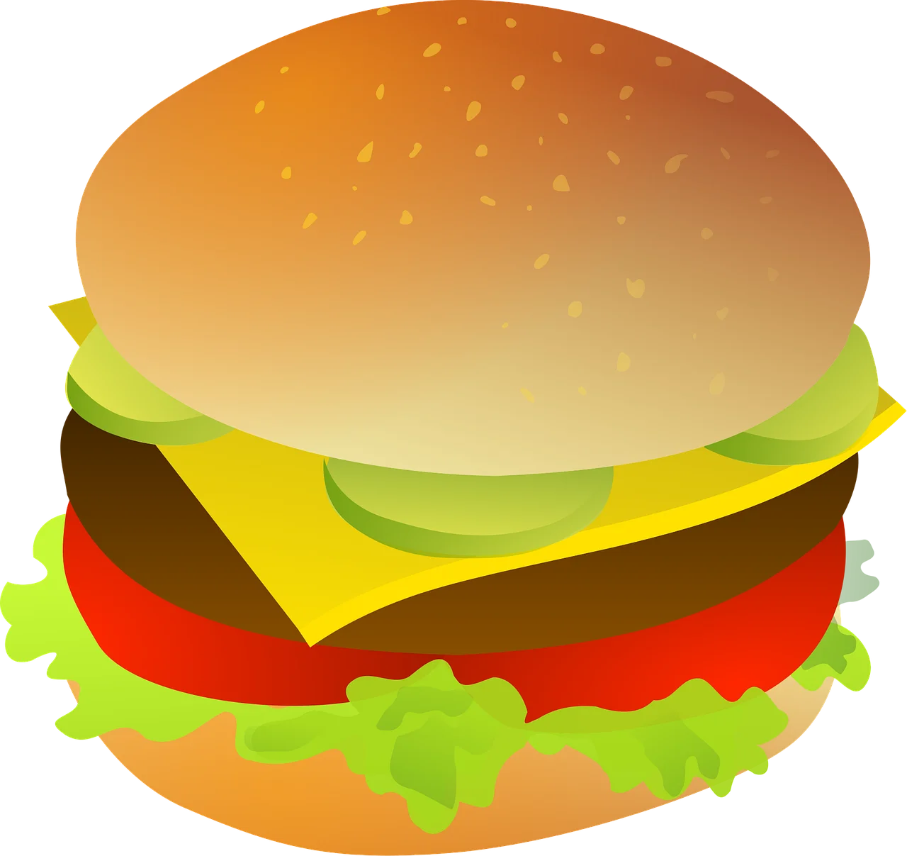 Deliciously Layered Classic Cheeseburger Clipart Design with Fresh Ingredients