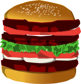 Deliciously Layered Classic Hamburger Clipart with Sesame Seed Bun