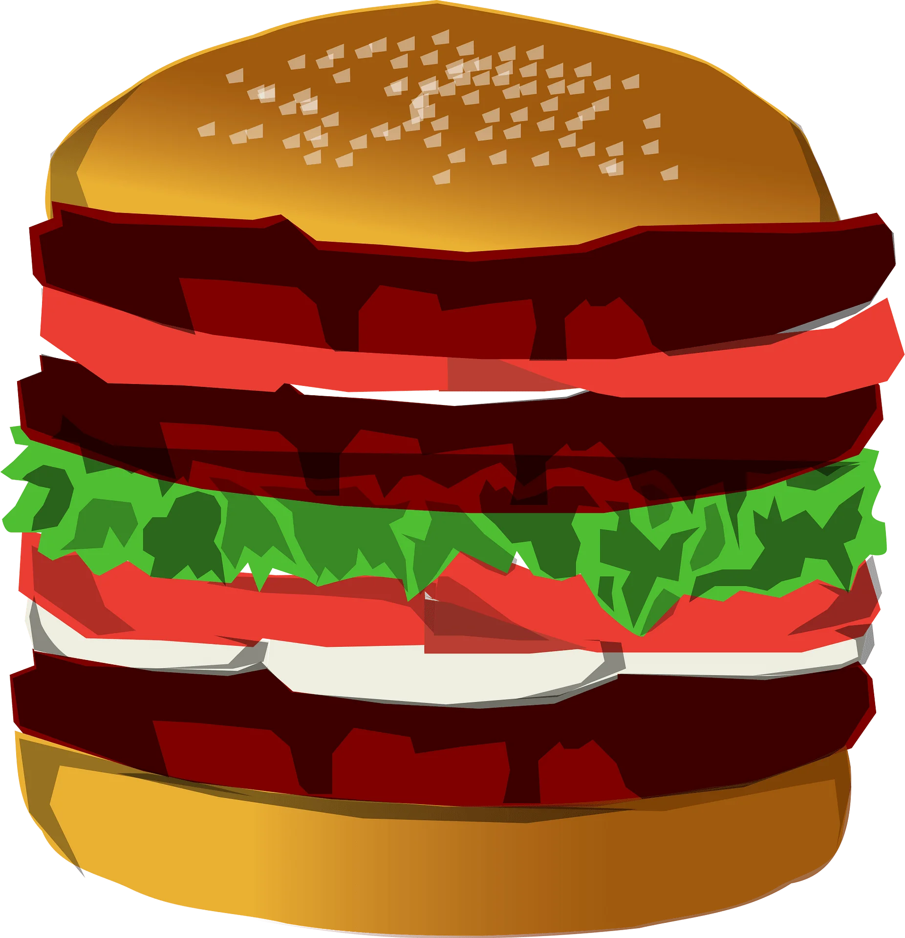 Deliciously Layered Classic Hamburger Clipart with Sesame Seed Bun