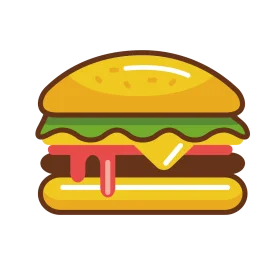 Deliciously Stylized Cheeseburger Clipart with Bold Color Palette and Simple Design