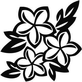 Elegant Black and White Floral Clipart with Stylized Plumeria Blossoms