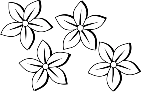 Elegant Black and White Floral Clipart with Symmetrical Petal Design