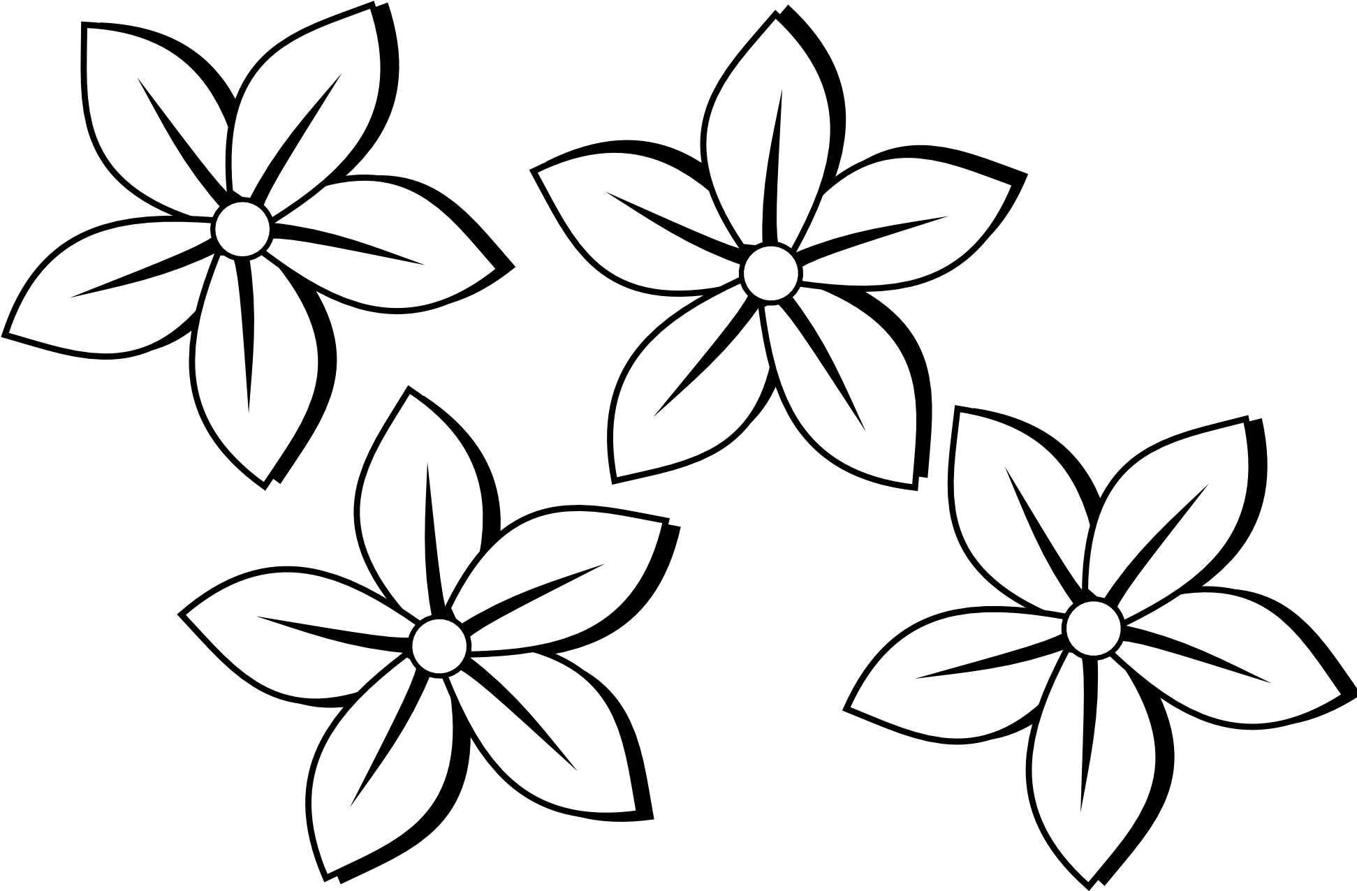 Elegant Black and White Floral Clipart with Symmetrical Petal Design