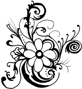 Elegant Black and White Floral Swirl Clipart Design with Intricate Scrollwork