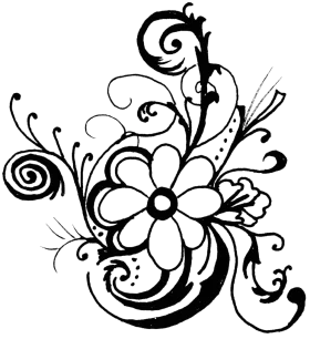 Elegant Black and White Floral Swirl Clipart with Intricate Decorative Design