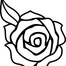 Elegant Black and White Rose Outline Clipart - Minimalist Floral Design