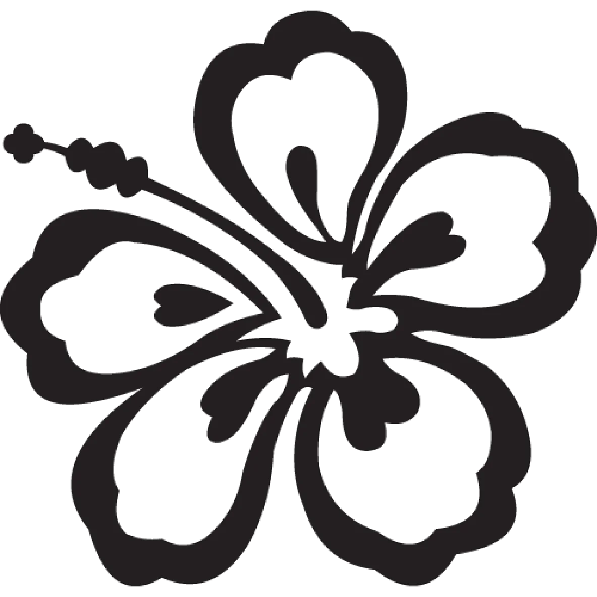 Elegant Monochrome Hibiscus Flower Silhouette Clipart Design
