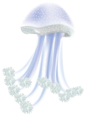 Ethereal Blue Jellyfish Clipart with Delicate Translucent Tendrils and Soft Edges