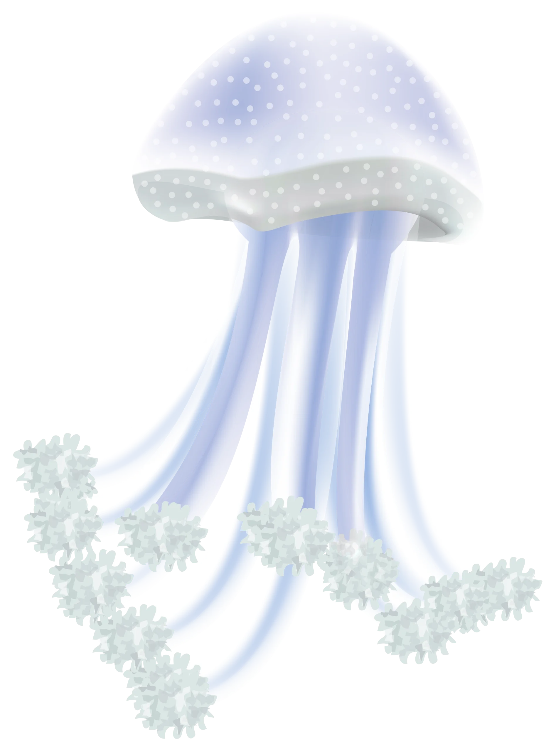 Ethereal Blue Jellyfish Clipart with Delicate Translucent Tendrils and Soft Edges