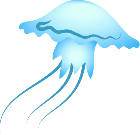 Ethereal Blue Translucent Jellyfish Clipart Design with Soft Oceanic Curves