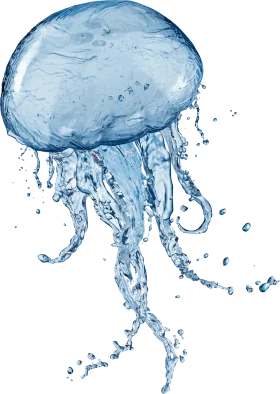 Ethereal Blue Translucent Jellyfish Water Splash Clipart Design